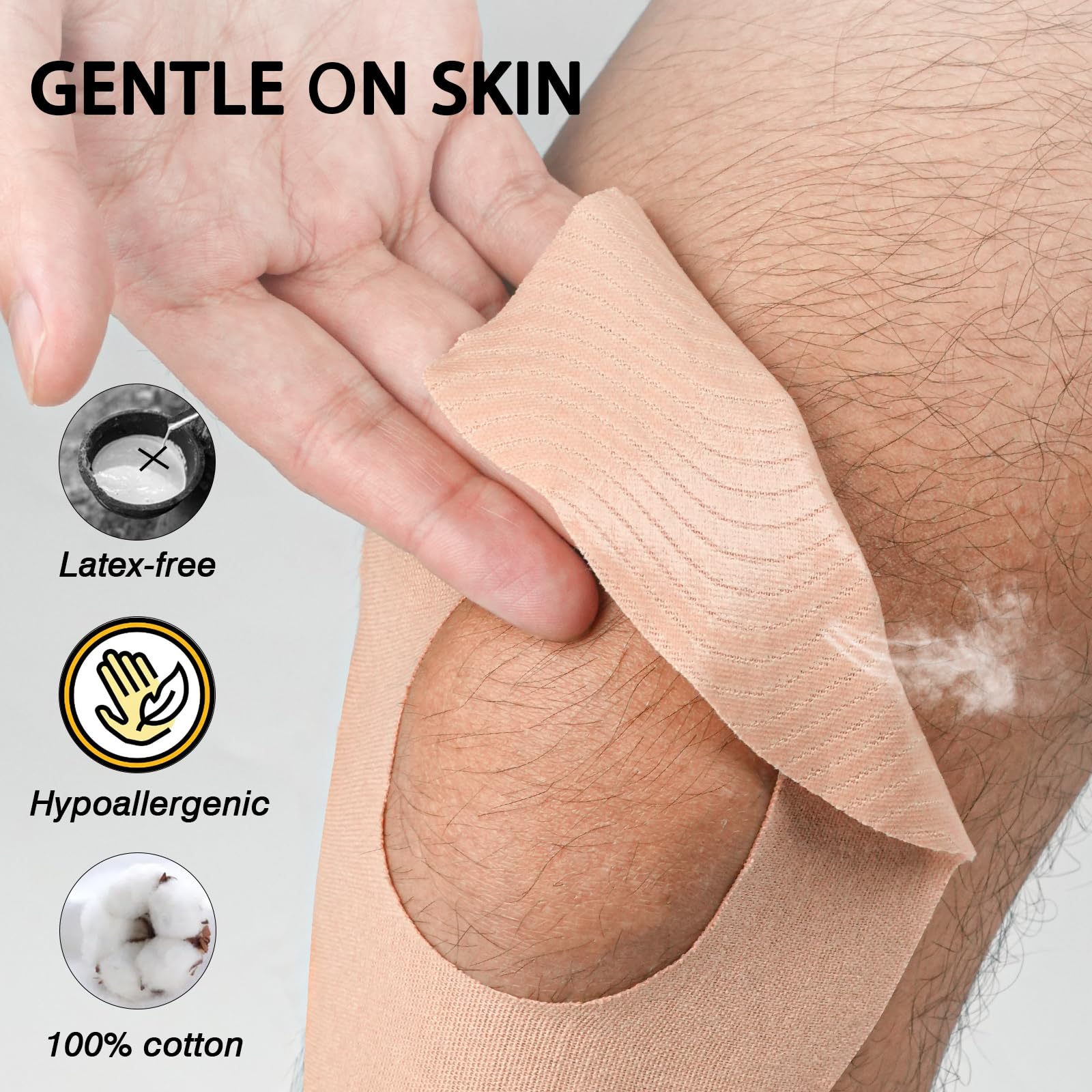 Precut Kinesiology Knee Tape, 10PCS Waterproof Support （Beige）