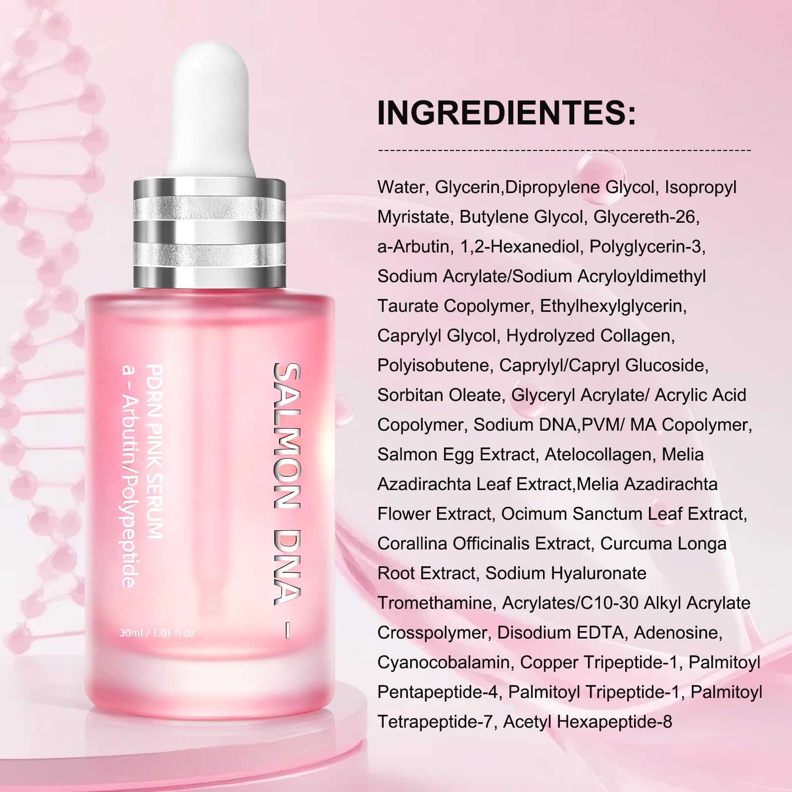 Pink Peptide PDRN Hydrating Serum for Smooth Radiant Skin