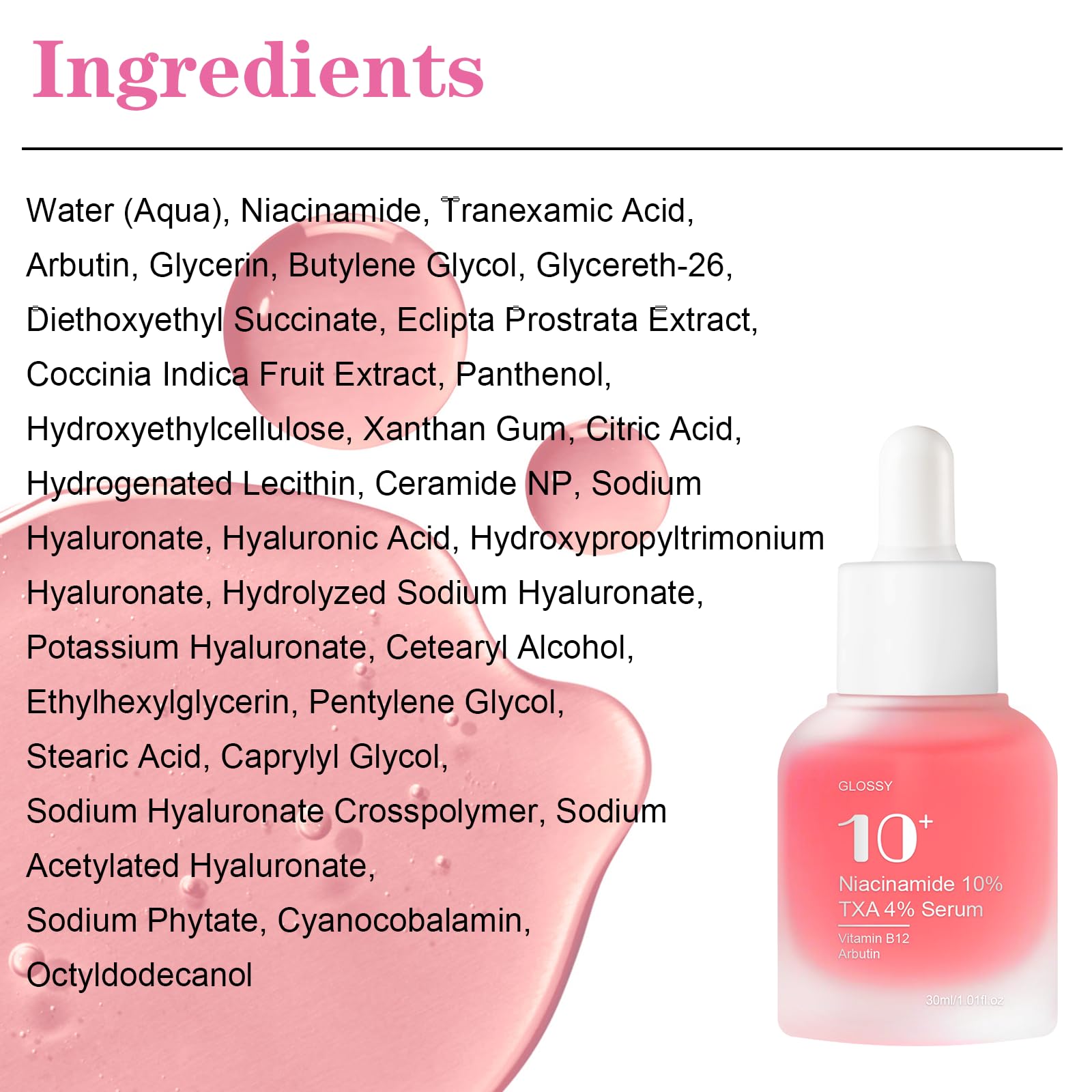 Niacinamide Serum 10% + Tranexamic Acid Serum 4%, Arbutin 2%,Niacinamide 10%, Hydrating & Brightening 30ml