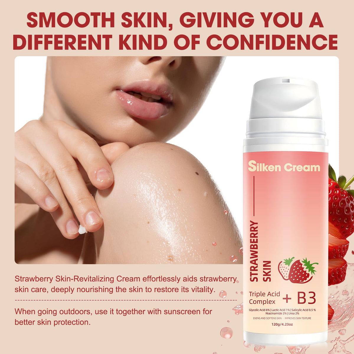 Strawberry Skin Cream with AHA BHA PHA, Hydrating