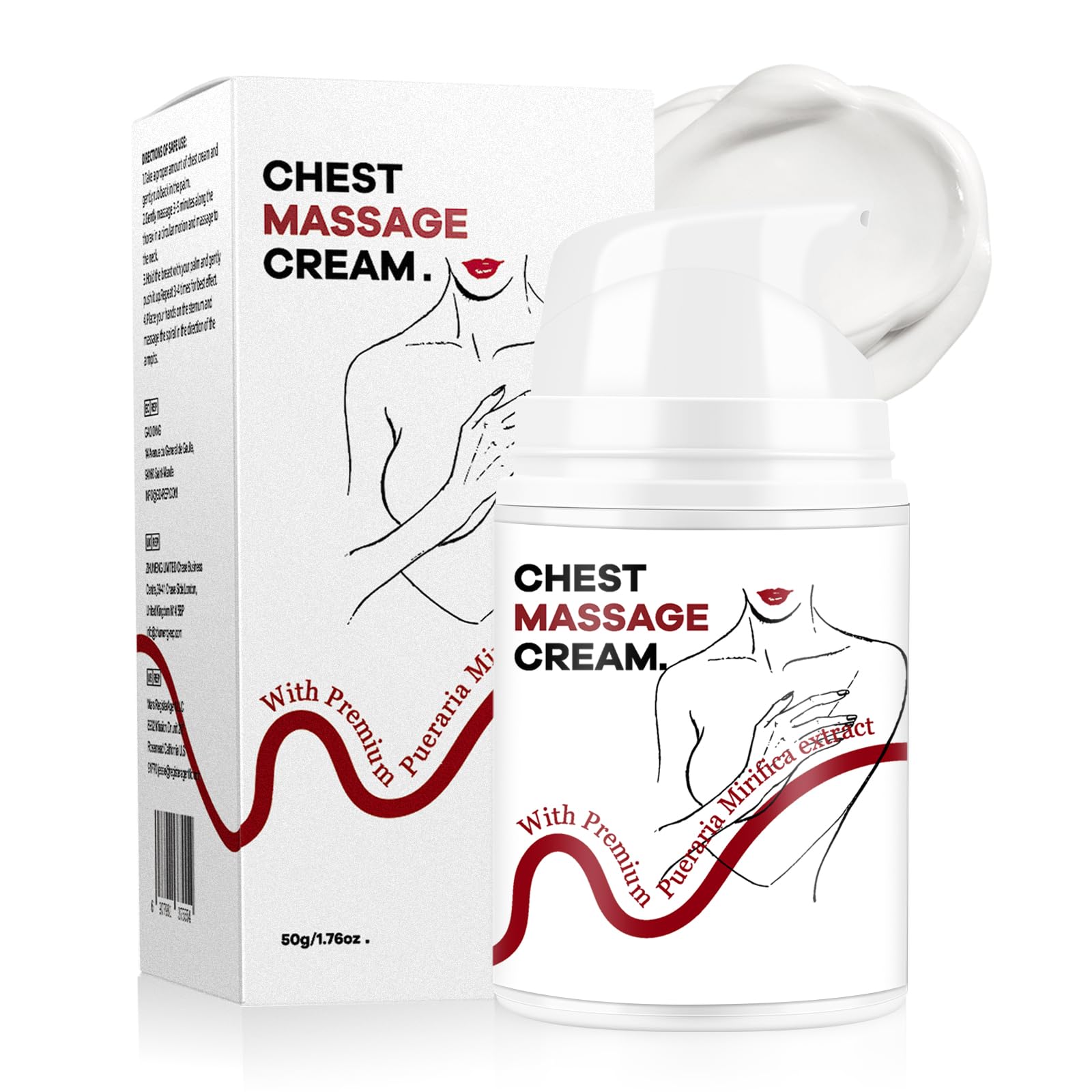 Breast Firming Cream, Hydrating Bust Care for Fuller Look 1.76 fl oz