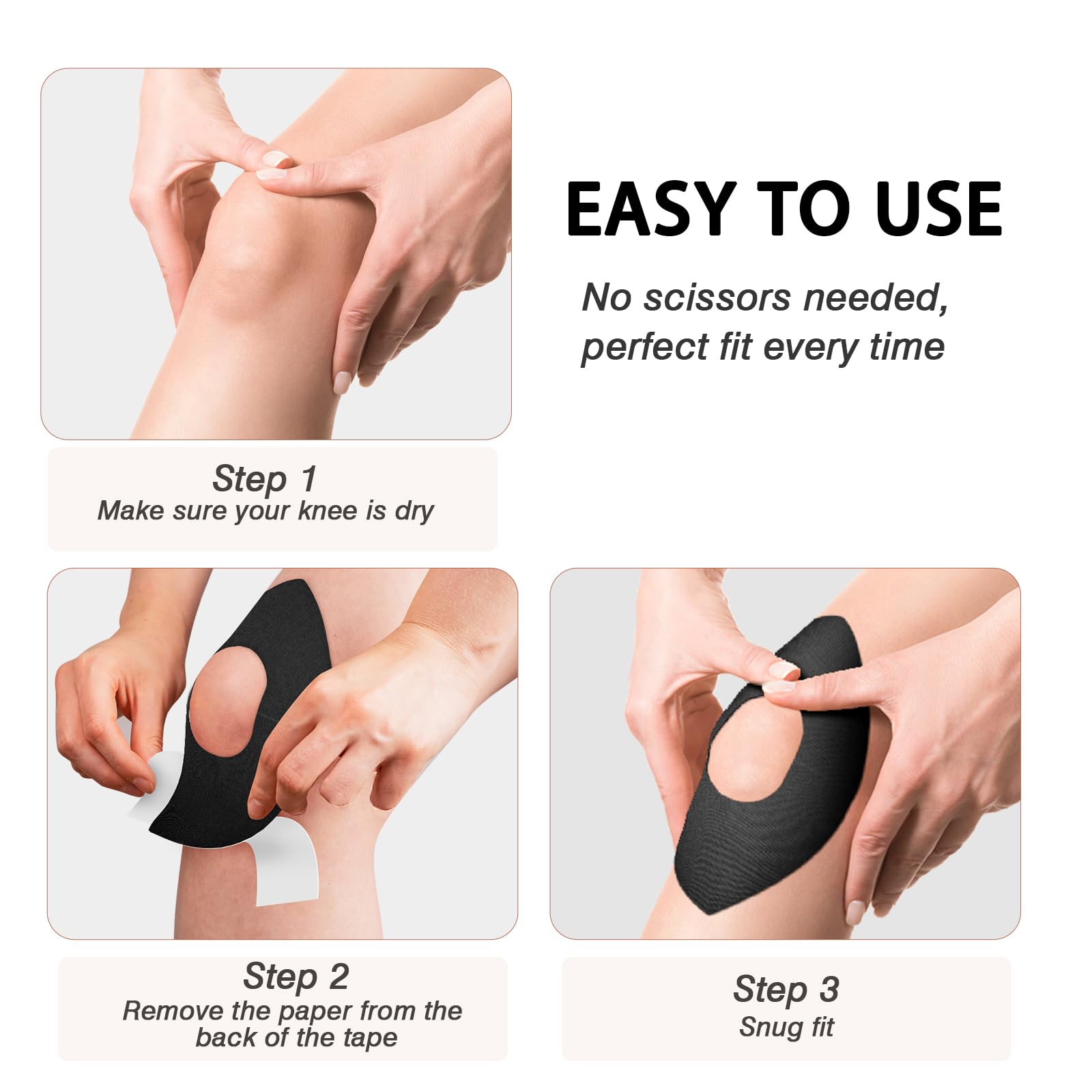 Precut Kinesiology Tape for Knees, 10PCS Support Tape