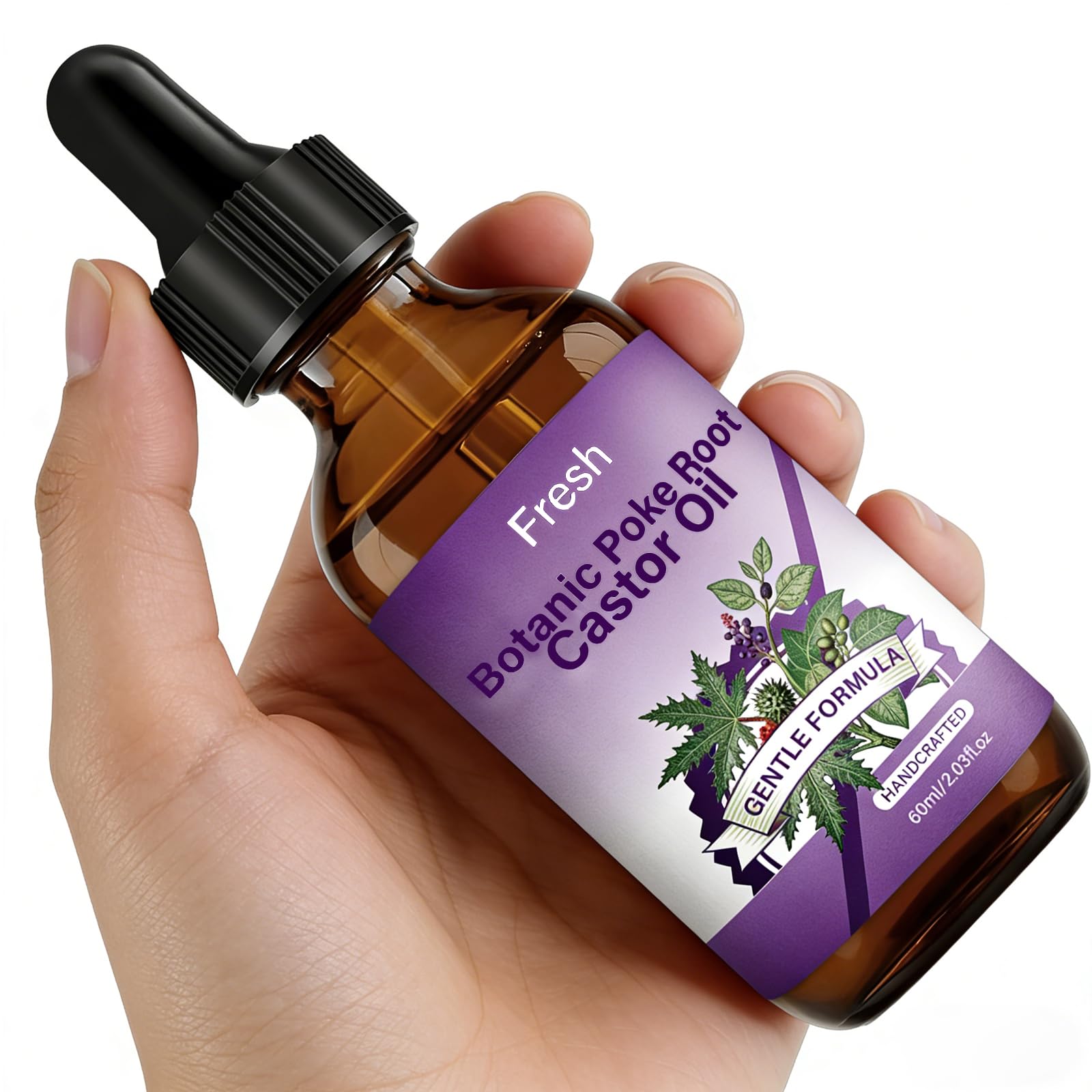 Organic Poke Root & Castor Oil Massage, Herbal Care 2.03 oz (60 ml)